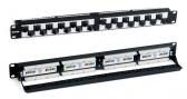 Патч-панель 19", 1U, с угловыми портами, 24 портов RJ-45, категория 5e, Dual IDC,Hyperline PP2A-19-24S-8P8C-C5e-110